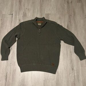 Y2K Eddie Bauer Men's Green Zip-Up Sweater